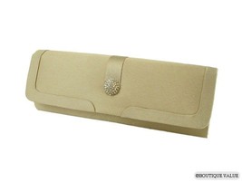 Gold Satin Envelope Shoulder Chain Clutch Rhinestones Evening Purse NEW - £20.77 GBP