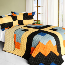 [Travel with Wedding Dress] 3PC Vermicelli-Quilted Patchwork Quilt Set (Full/Que - £81.24 GBP