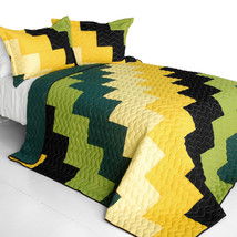 [Bridge of Sighs] 3PC Vermicelli-Quilted Patchwork Quilt Set (Full/Queen Size) - $101.99