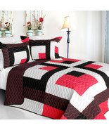 [Chocolate Kingdom] 3PC Vermicelli-Quilted Patchwork Quilt Set (Full/Que... - £81.52 GBP