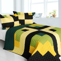 [Lucky Break] 3PC Vermicelli-Quilted Patchwork Quilt Set (Full/Queen Size) - $101.99