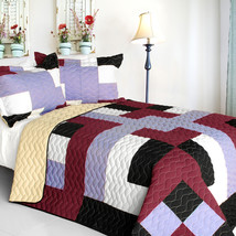 [Wind Castle] 3PC Vermicelli-Quilted Patchwork Quilt Set (Full/Queen Size) - $101.99
