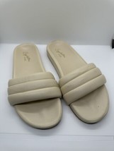 Seychelles Low Key Slides Women&#39;s Size 9 Ivory Leather Slip On Sandals - $26.59