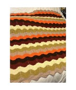 VTG 70&#39;s Gold, Orange, Brown, Red Chevron Crochet Hippie Boho Granny Afg... - €33,53 EUR