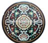 Round Black Marble Center Sofa Coffee Table Tops Semi Precious Floral Ar... - $294.68+