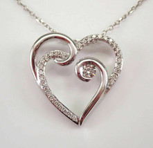 1Ct Round Simulated Diamond Heart Pendant 925 Silver Gold Plated 18&quot; Free Chain - £86.14 GBP