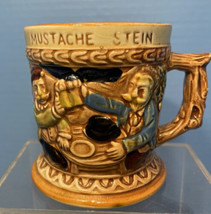 Mustache Beer Stein Mug Tavern Scene - Protect The Stache -Made in Japan - $21.78