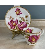 Queen Anne Windsor Rose England Tea Cup And Saucer Set - $21.77