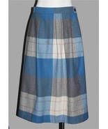 VTG Cristin Stevens Blue Grey Cream Woven Wool or Wool Blend Plaid Skirt... - $32.81 CAD