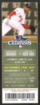 Cleveland Indians Boston Red Sox 2014 Ticket Cabrera Brantley Kipnis Holt - £2.35 GBP