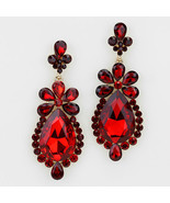 Elegant Siam Red Crystal Flower Drop Dangle Chandelier Earring - £31.96 GBP
