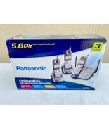 Panasonic 5.8 GHz Digital Cordless Phone With 3 Headsets KX-TG5423M Plat... - $178.19