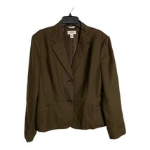 Talbots Womens Jacket Size 18 Brown Blazer Irish Linen Lined Long Sleeve... - $40.46