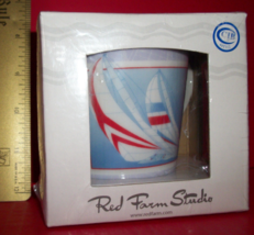Home Gift Nautical Decor Sailboat Coffee Cup Coral Red Farm Studio Sail Boat Mug - $14.24