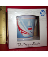 Home Gift Nautical Decor Sailboat Coffee Cup Coral Red Farm Studio Sail ... - $14.24