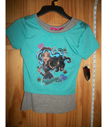Monster High Girl Clothes 6/6X Small Top Green Blue Comic Cartoon Wall T... - $22.07 CAD