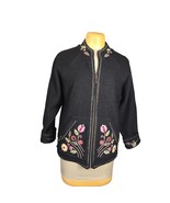 Icelandic Design Womens Large Zip Up 100% Wool Cardigan Floral Embroider... - $878.99 MXN