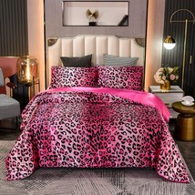 Leopard Printed,Satin Silky Soft Quilt Sexy Luxury Super Soft Microfiber Comfort - $67.99