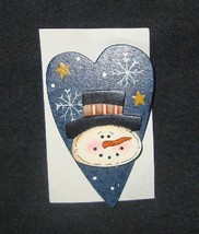 Hand Painted Wood SNOWMAN PIN  NEW - $7.99