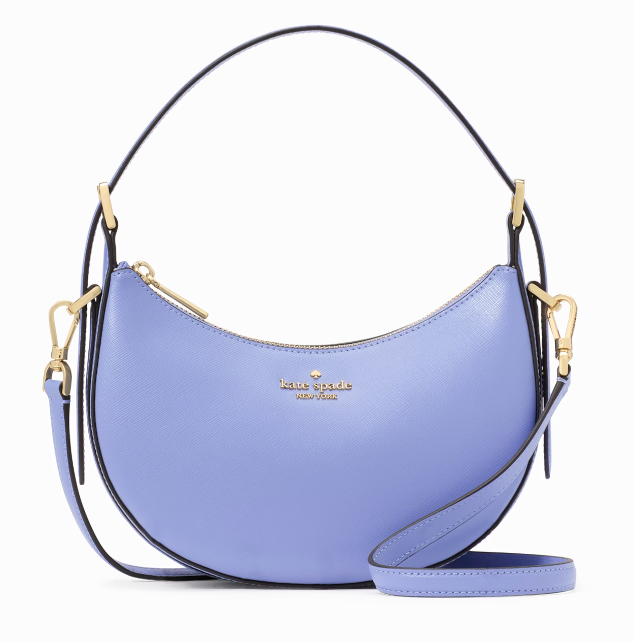 New Kate Spade Nova Crescent Shoulder Bag Leather Frosted Blueberry / Du... - $130.11