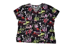 Disney The Nightmare Before Christmas Scrub Top Short Sleeve Jack Skelli... - $17.02 CAD