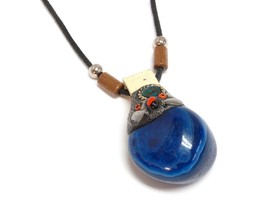 Mia Jewel Shop Large Tumbled Healing Gemstone Crystal Pendant Resin Chrysocolla  - £12.65 GBP