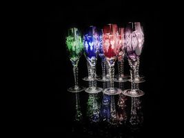 ajka marsala crystal colored champagne flutes 9" Tall set of 12 glasses image 5