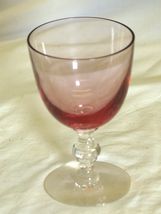 Pink Wine Glass Clear Stem - $12.86
