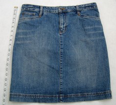 IZOD Jeans Mini Skirt Short Above Knee Indigo Blue Denim Womens Pockets ... - £19.48 GBP