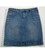 IZOD Jeans Mini Skirt Short Above Knee Indigo Blue Denim Womens Pockets Size 8 - $24.00