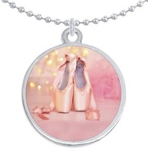 Ballet Dance Shoes Round Pendant Necklace Beautiful Fashion Jewelry - $10.77