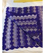 New Handcrocheted Afghan and Slippers Harlequin Pattern Purples Gray 44&quot;... - $840.78 MXN