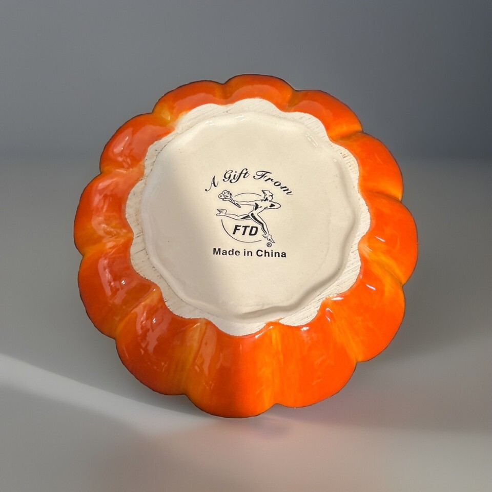 Vintage FTD Fall Halloween Thanksgiving Harvest Pumpkin Ceramic Cookie Candy Jar Item image 6