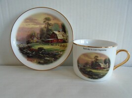 Thomas Kinkade RIVERBEND FARM Gilt Porcelain Cup &amp; Saucer Excellent Ship... - £11.95 GBP