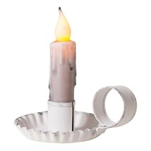 Chamberstick Candle holders in Rustic White Tin with Candles - 2 - $29.99