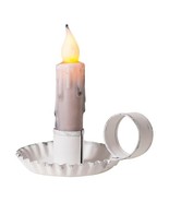 Chamberstick Candle holders in Rustic White Tin with Candles - 2 - $41.01 CAD