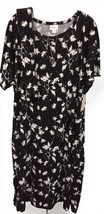 NWT LuLaRoe 3XL Black and White Floral Knit Marly Pockets Sash Shift Dress - $37.61