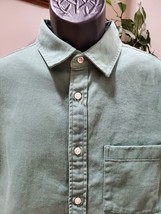 Gap Men Solid Green Cotton Collared Long Sleeve Button Down Casual Shirt... - £30.20 GBP