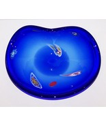 LAVORAZIONE ARTE MURANO ITALY ART GLASS COBALT BLUE MILLEFIORI 10&quot; FREEF... - £68.73 GBP