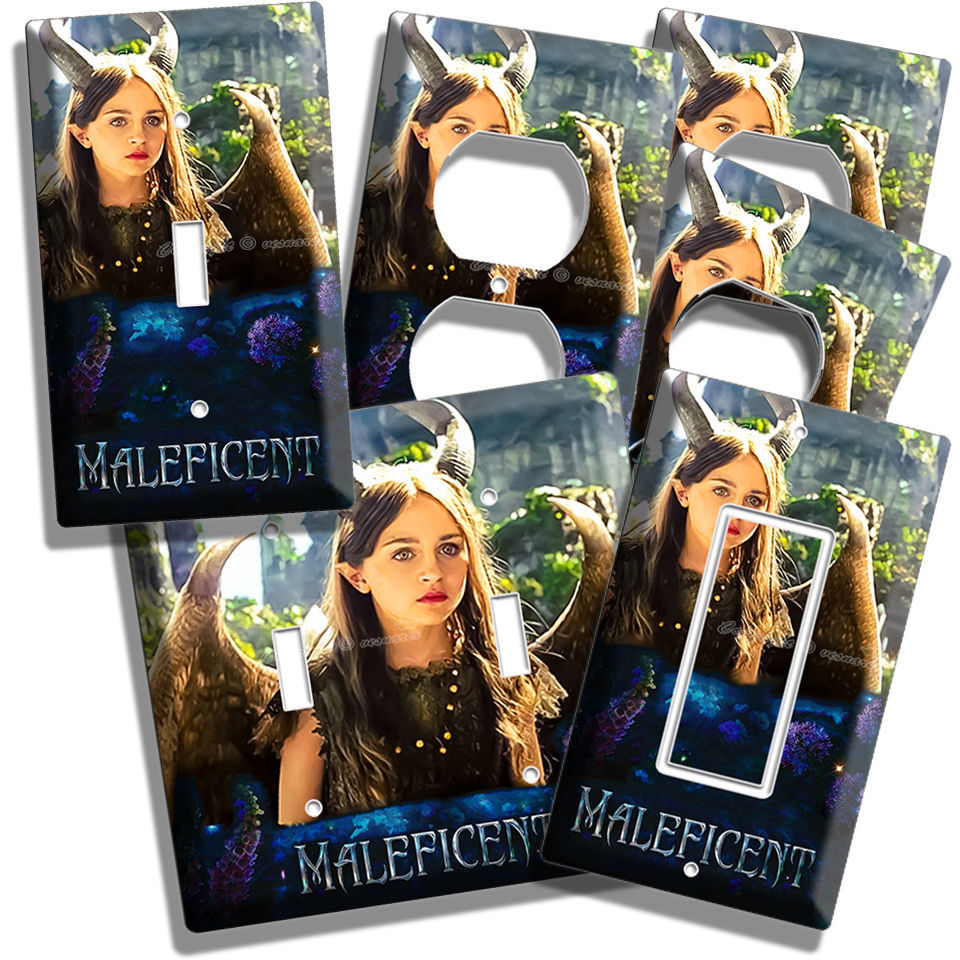 DISNEY YOUNG GIRL MALEFICENT HORNS WINGS ROOM DECOR LIGHT SWITCH OUTLET PLATES