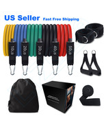 5 Exercise Resistance Bands Cords 150 Lbs Set Yoga Pilates Workout Fitness - £37.65 GBP