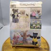 UNCUT Vintage Craft Sewing PATTERN Simplicity 8600, Bunny and Bear Clothes - $16.26