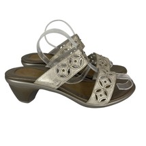 Naot Womens Palace Sandal Size EU 41 US 10 Dusty Silver Cone Heel Leather - £21.15 GBP