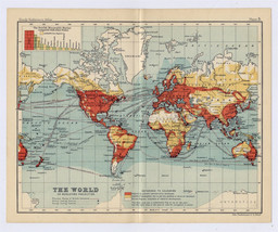 1912 Antique Commercial Map Of The World America Africa Asia Europe Ship Routes - £24.85 GBP