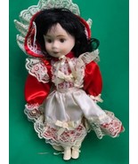 Vtg Gorham Joy To The World Porcelain Red &amp; Lace Dress Bonnet 1988 Black... - £15.40 GBP