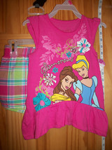 Disney Princesses Baby Clothes 18M Plaid Short Set Hot Pink Princess Top... - $14.24