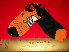 Fashion Holiday Girl Clothes 4-10 Halloween Orange Skull Bones Socks Foot Wear - £3.01 GBP
