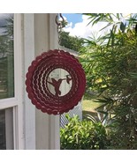 NWT Hummingbird Metal Hanging Wind Spinner 6.5&quot; Magenta Enamel 3D Kineti... - $10.44