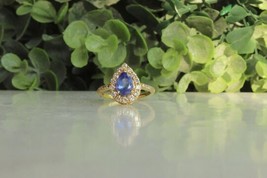 Ladies Diamond Ring, Tanzanite Gemstone Diamond Cocktail Ring, 10K Solid Gold, N - £490.32 GBP