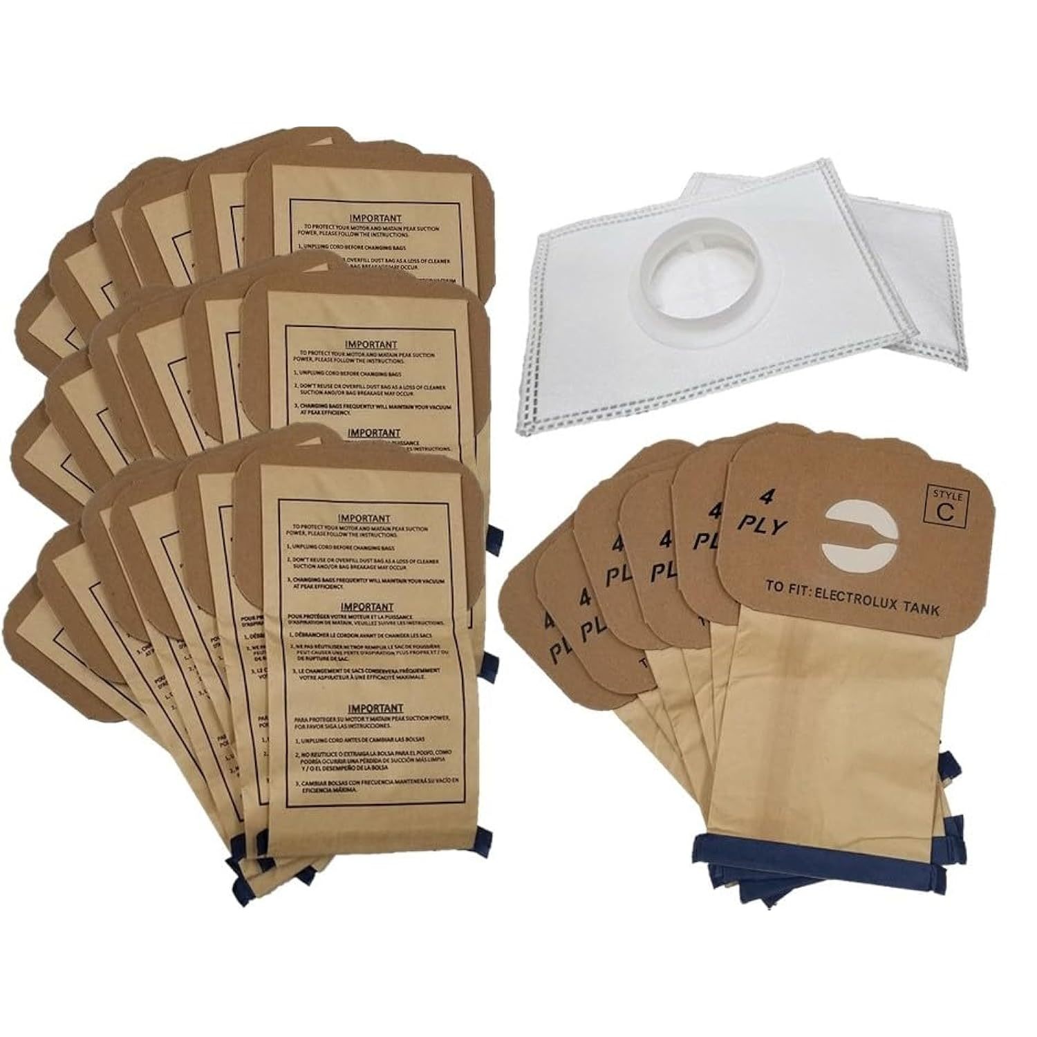 Upgraded Replacement Style C 4-Ply Bags For Electrolux Type C Canister Vacuums (